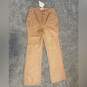 Camila Coelho Alyssa Leather Button Crop Pants – 100% Leather – NWT – Size Small
